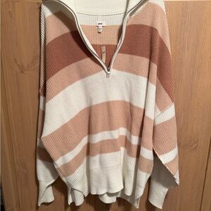 Aerie Cowl Neck Sweater in Cream and Tan